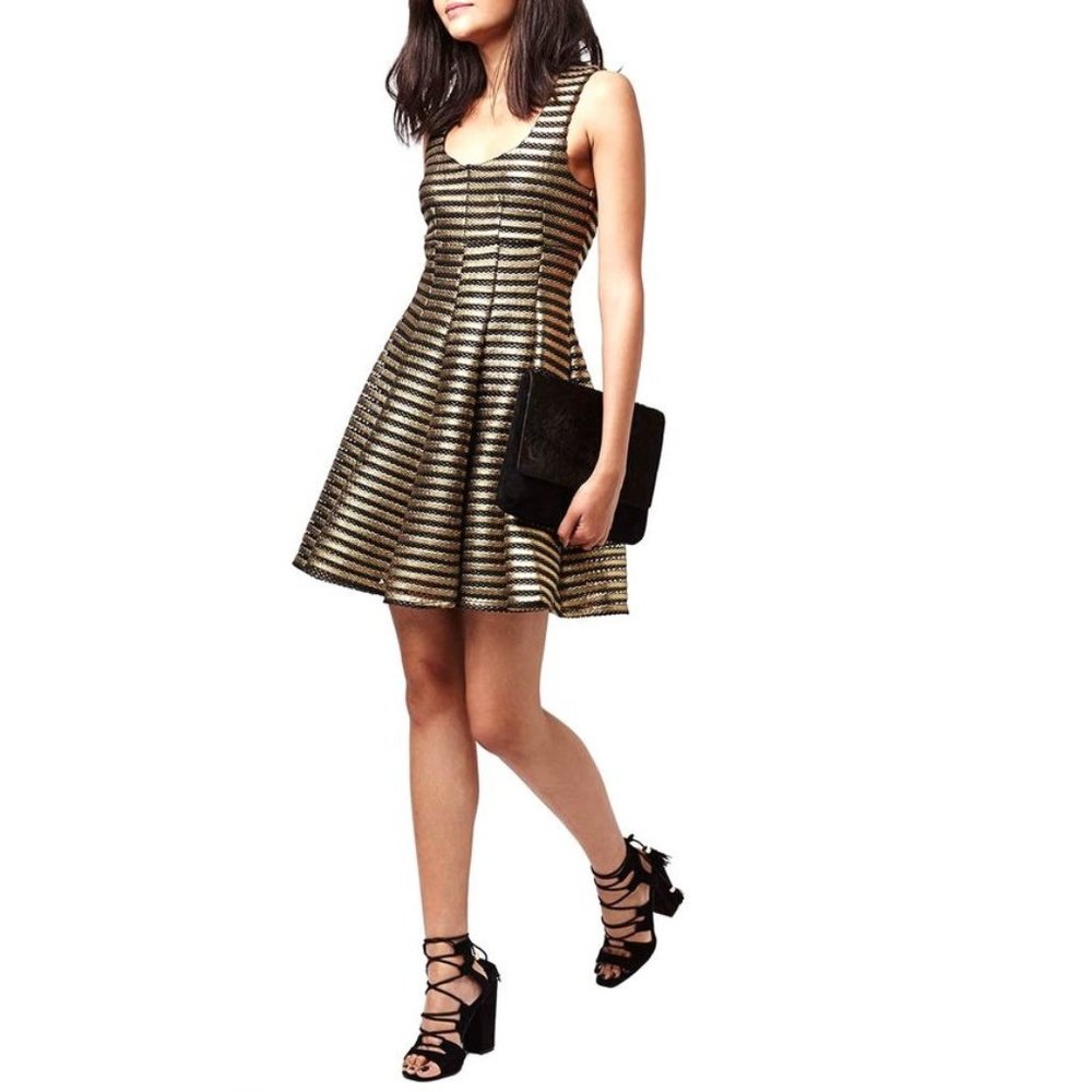 Topshop Striped Mesh Metallic Dress